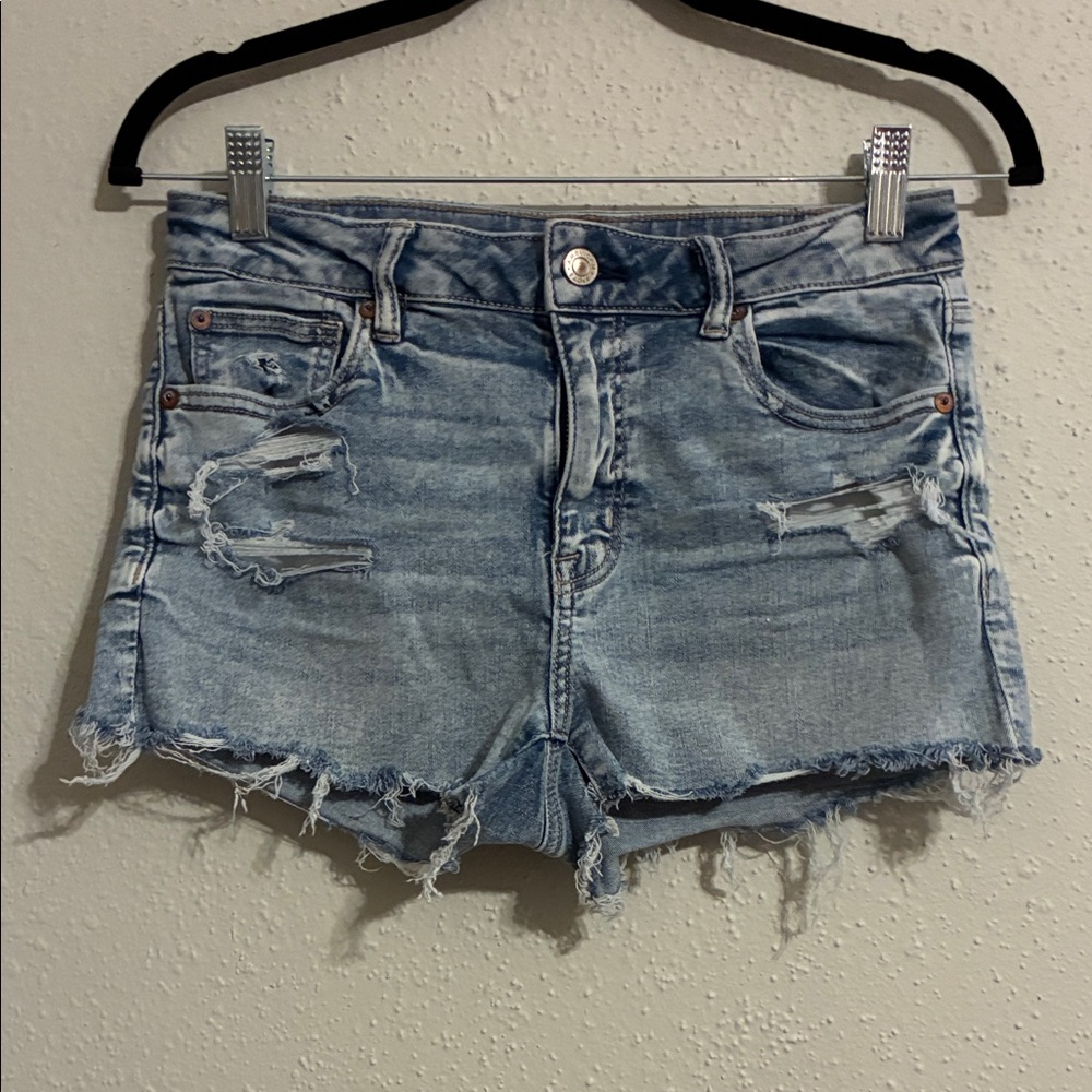 American Eagle Outfitters Light Blue Distressed Jean Shorts